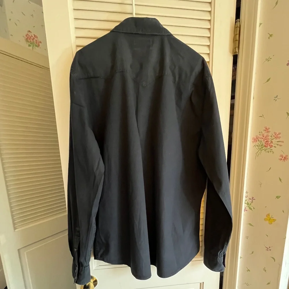 True Religion MENS Black Cotton Snap Front Western Shirt Size XXL